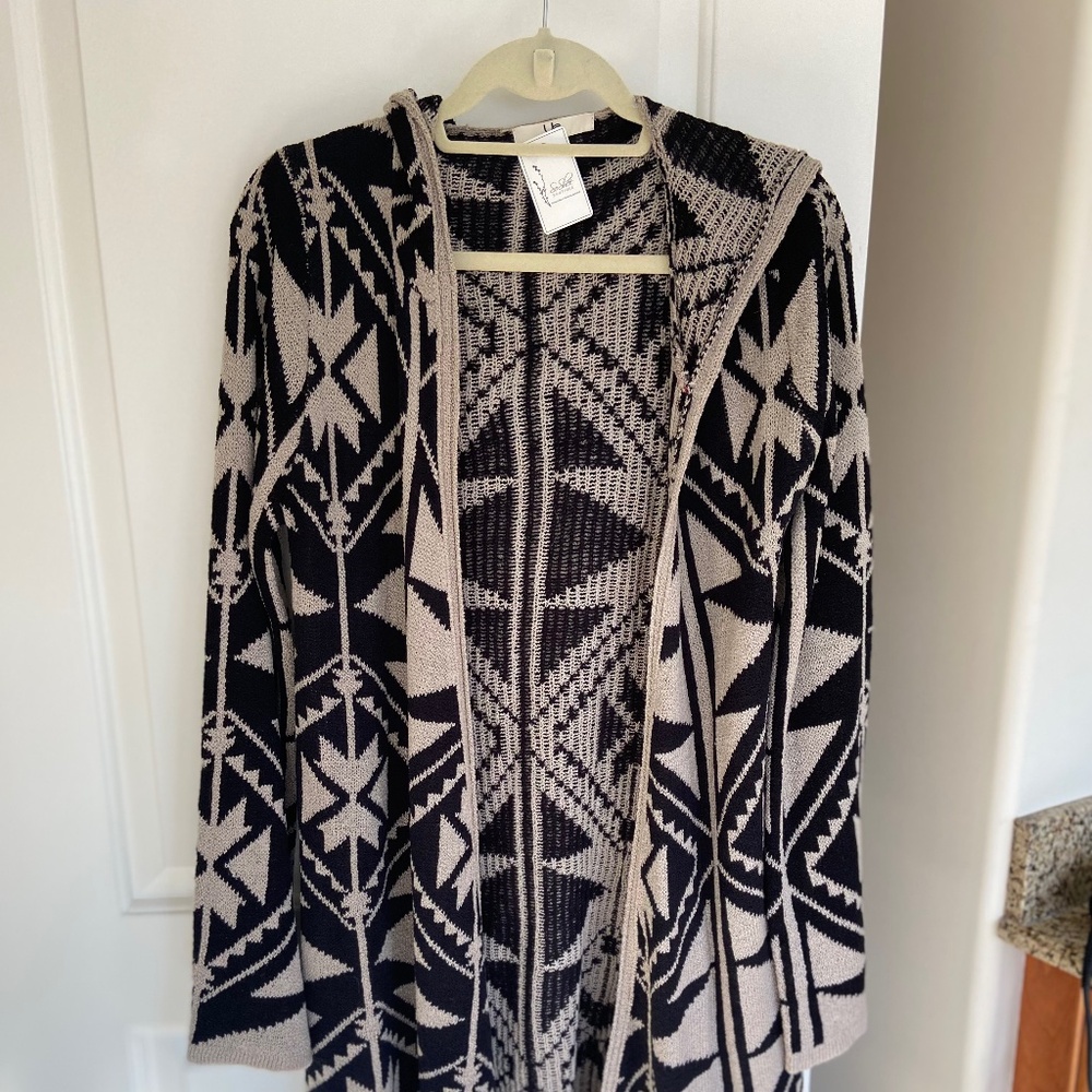 Hooded long cardigan